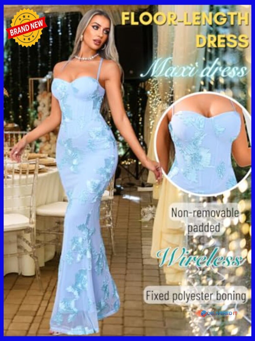 Floor Length Formal Floral Mermaid Dress Backless Corset Evening Gown - Picture 3 of 7